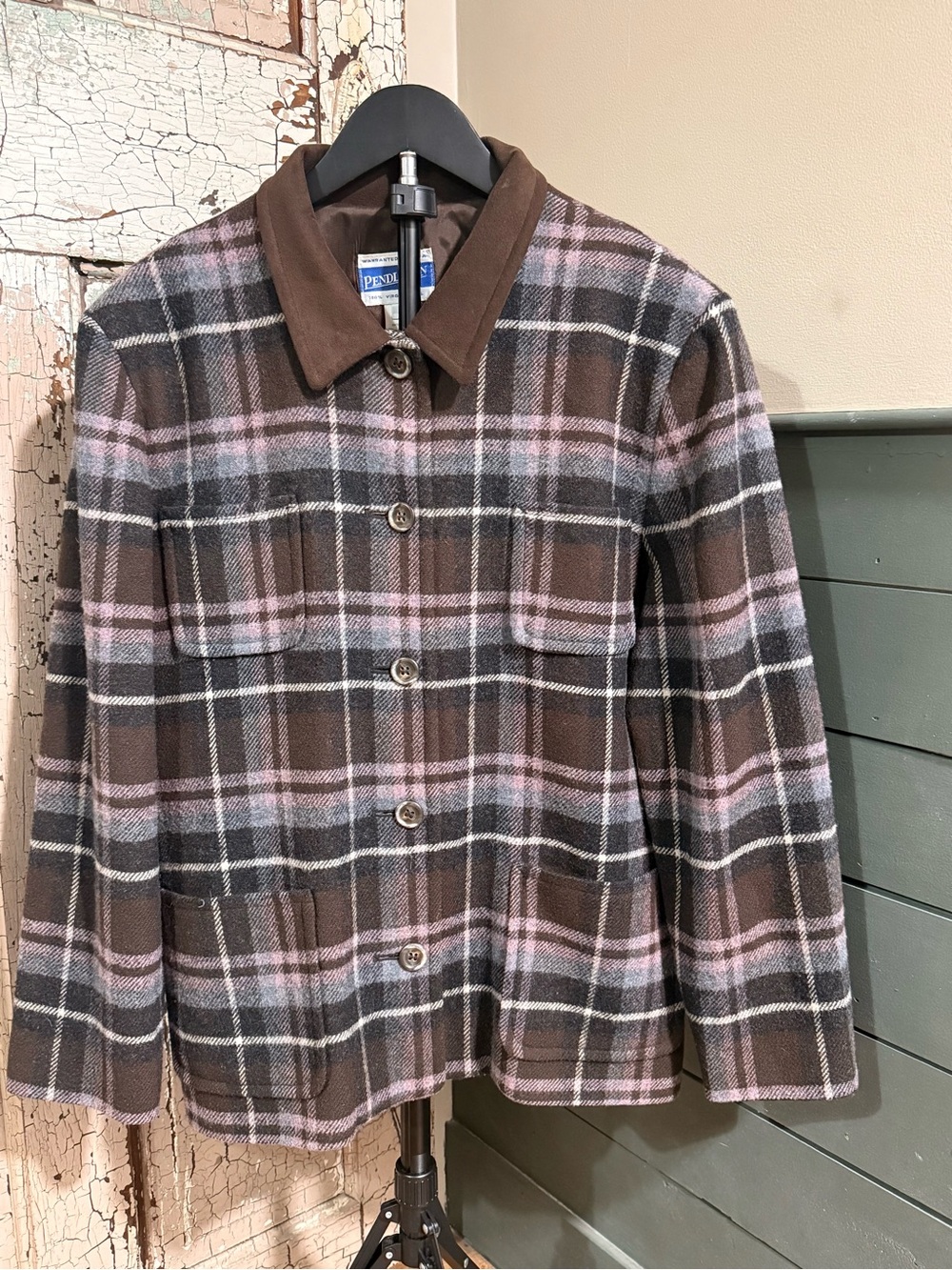 Vintage Pendleton Virgin Wool Plaid Jacket Coat Made in USA Size 16